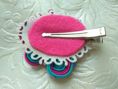 Hair pin / brooch Frozen cabochon soutache