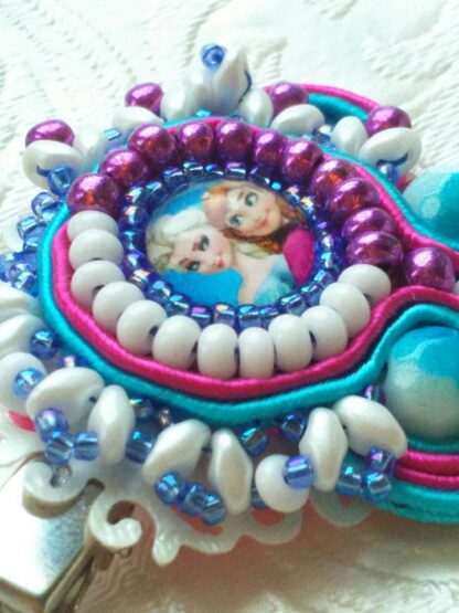 Hair pin / brooch Frozen cabochon soutache