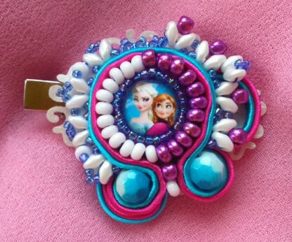 Hair pin / brooch Frozen cabochon soutache